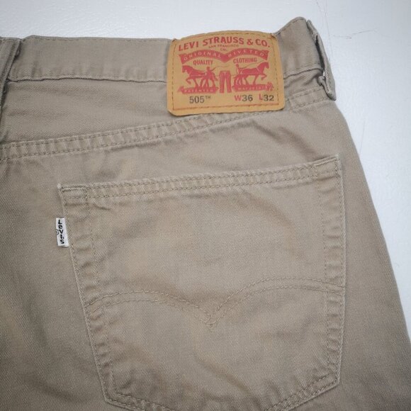 Levi's 505 Men's Size 36/32 Tan Straight Leg Zipper & Button Closure Jeans - Picture 10 of 13